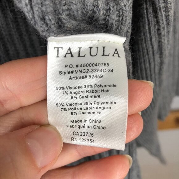 ARITZIA Talula Angora Cashmere Blend Grey Open Knit Cardigan Sz XS - Picture 8 of 8